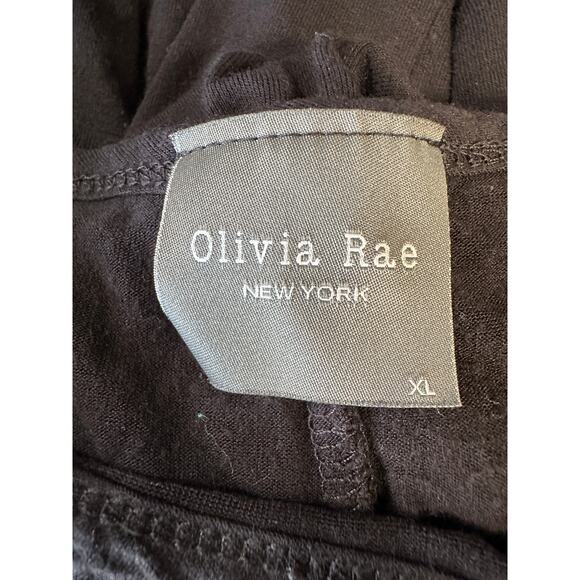 Olivia Rae Black Dress XL Midi Super Soft Jersey Knit Layers Cap Sleeve Cottage - Picture 9 of 9